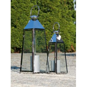 LICHTEN Lantaarns stalen piramide set 2 stuks 46/67 cm