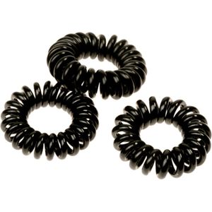 Haarelastiek spiraal - telefoonkabel - 3 stuks - zwart - elastiekjes