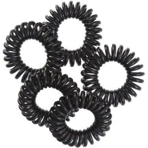 Haarelastiek spiraal - telefoonkabel - zwart - 10 stuks