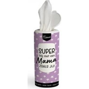 Moederdag - Tissue Dispenser - Super blij met een Mama zoals jij! - In cadeauverpakking met gekleurd lint