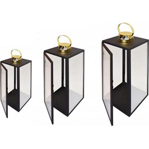 Lantaarn-windlicht zwart-goud marokkaanse stijl 20 x 37 cm metaal en glas - gebruik buiten-tuin-woonkamer - thema oosters-arabisch kopen? | Korting tot 22