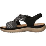 Rieker - Dames Sandalen - Imitatieleer - Zwart - Comfortabel