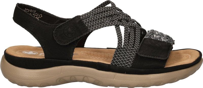 Rieker - Dames Sandalen - Imitatieleer - Zwart - Comfortabel