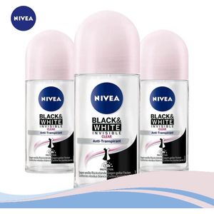 Nivea Invisible For Black & White Clear Deodorant Roller 3x50 ml - Voordeelverpakking