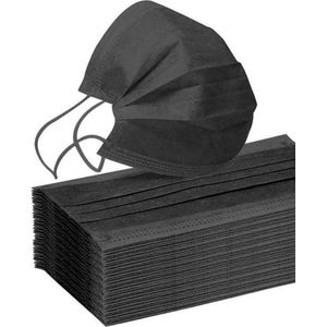 50 stuks -  zwarte wegwerp mondkapjes - 3 laags - gezichtsmaskers