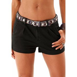 Lascana Korte Broek - Zwart - Stretchkatoen - Met Zakken