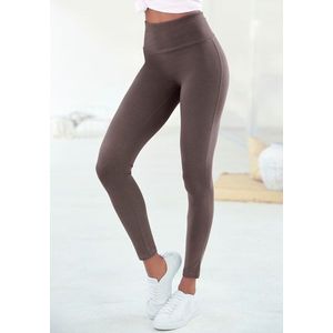 Leggings - Taupe - Met Logoprint - Hoge Taillehoogte - Lange Lengte