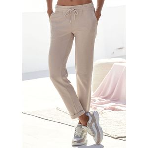 Sportbroeken - Beige - Loungewear - Slipbroek met Omslag aan Zoom
