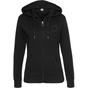 Zwart Sweatvest - Capuchon - Kangoeroezak - Logoborduursel