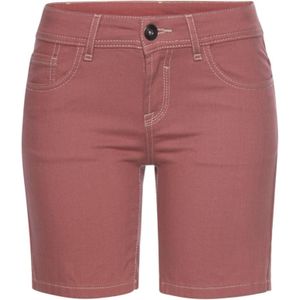 Bermuda - Framboos - Met Riemlussen - Steekzakken - Achterzakken - Normale Taillehoogte