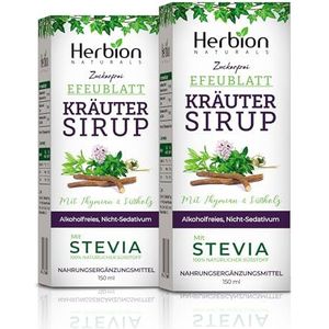 Herbion Naturals Klimopblad hoestsiroop met tijm en zoethout, 5 FL Oz - kalmeert de keel, alcoholvrij, suikervrij met stevia, verpakking van 2