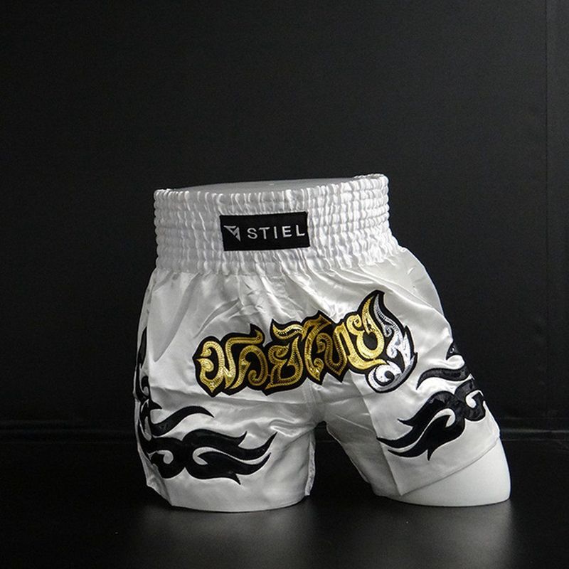 Stiel Muay Thai Short- Broekje - Wit / Goud / Zilver