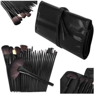 Professionele 24-delige make-up kwasten set inclusief lederen etui - Makeup brush set