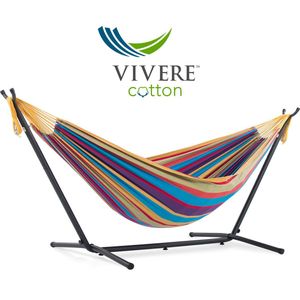 Vivere Dubbele Hangmat met Standaard - Tropical