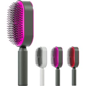 haarborstel, ontwarrende haarborstels voor lang haar, haarborstel met ontwarrende balpennen voor het verwijderen van haarklitten en knopen, 3D-luchtkussen-massageborstel, paars