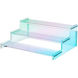 Acryl riser display rek standaard, 3-traps display riser rek acryl parfum standaard voor popfiguren, parfum, cupcake, dessert, nagellak, kleurrijk