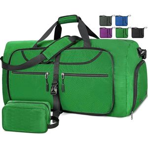 Reistas, groot, voor heren, 65 l, 80 l, 100 l, opvouwbare reistas met schoenenvak, sporttas, heren en dames, lichte sporttas voor mannen, zwart 65 l