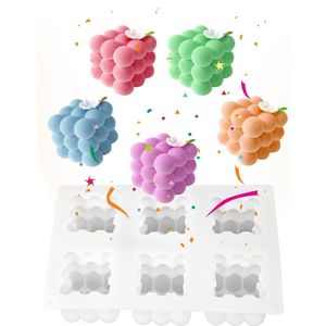 Kaarsvorm siliconen 6 bakjes 3D bubbelkaarsen siliconen vorm mini bal kubus kaarsvormen voor DIY bakken cake chocolade zeep wax