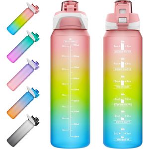 Sportdrinkfles 1 liter - BPA-vrije Waterfles met Tijdmarkering en Fruitfilter - Fitness & Crossfit Drinkfles - Volwassenen - Kinderen
