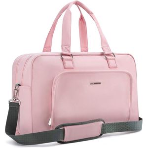 Weekendtas voor dames, handbagage, tas, sporttas met schoenenzak, 15,6 inch laptopvak voor vakantie, werk, sport, 27 liter, roze, 27 Liter-15,6 Zoll Laptop