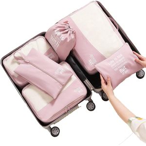 Packing Cubes Set van 6 kledingtassen, kofferorganizer voor vakantie en reizen, pakkubussenset reiskubussen, opbergsysteem voor koffer (Sakura)