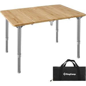 Vouwbare bamboe campingtafel, klaptafel, verstelbare hoogte aluminium frame voor outdoor camping