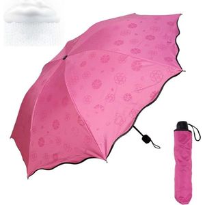 Compacte paraplu Stormbestendige zonweringparaplu Wind- en stormbestendige paraplu met 8 roestvrijstalen ribben Waterdichte draagbare lichtgewicht paraplu, roze