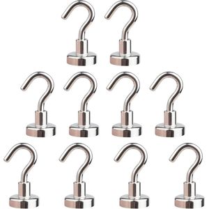 Magnetische haken 10 stuks 9 kg (20 lbs) Supermagneten Haken met Neodymium Rare Earth voor cruiseschipaccessoires Hangende deurhouder Sleutel Thuiskantoor Koelkasten BBQ