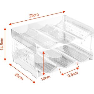 Set van 2 wijnrekken stapelbaar voor kunststof, flessenrek, smal, flessenhouder koelkast, flessenopslag, houdt tot 6 flessen, flessenopslag voor kast, woonkamer, keuken