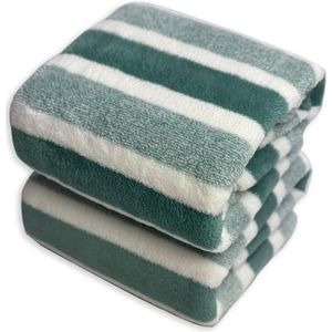 Microvezelbadhanddoeken, 2-delige lichtgewicht saunahanddoekenset, absorberende, superpluizige en sneldrogende handdoek voor reizen, vakantie, fitness en yoga (90 x 180 cm, grijze streep)