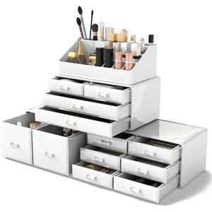 Make-up organizer/cosmetische opbergdoos/make-up opbergdoos met 12 laden in 4 lagen, geschikt voor slaapkamer en badkamer