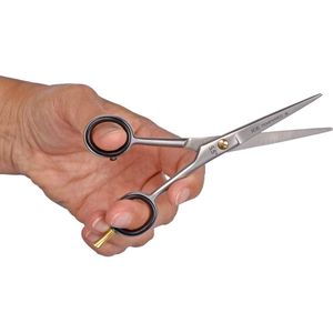 kappersschaar, extra scherpe haarschaar, 5,5 inch (15,5 cm) met eenzijdige micro-rand, haarknipas voor een nauwkeurig kapsel met gouden schroef.