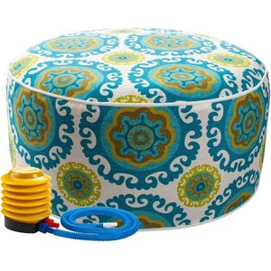 Opblaasbare kruk buiten 50 x 23 cm zitzakkruk van polyester en PVC voor strand tuin zwembad woonkamer groen