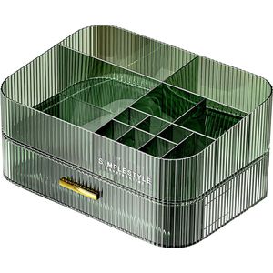 Make-up Organizer met stapelbare lades, ijdelheid badkamer dressoir slaapkamer cosmetische vitrinekasten, grote capaciteit schoonheidsopslag, kaptafel huidverzorging aanrecht organizer-groen