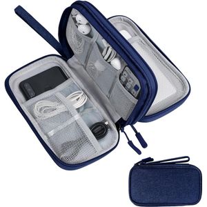 Kabeltas, elektronische tas, elektronica-accessoire-organizer, draagbare kabelorganizer, dubbele kabeltas voor elektronische accessoires, USB-powerbank, SD-kaart, oplaadkabel, Blauw-7.5""x 4.3"" X 2.2"", aktetas