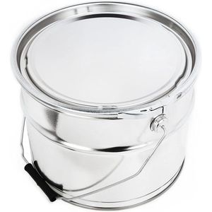 Bliksemmer 10 L met deksel en klemring - luchtdicht, open lucht, helder, rond - bewaardoos met metalen handvat