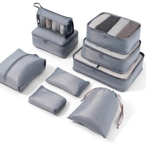 Koffer Organizer Packing Cubes Packing Cubes reisorganizer paktassen 9-delig kledingtassen verpakkingskubus bagage opslag tassen (grijs 9 stuks)