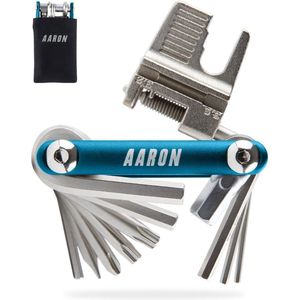 Tool 20-in-1 multitool - fiets multifunctioneel gereedschap van roestvrij staal/aluminium - opvouwbaar mini-fietsgereedschap met vele functies - praktisch fietsgereedschap in blauw