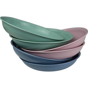 Ikolife Kunststof borden diep, 6 stuks, diameter 20 cm, 3 kleuren, kinderborden, herbruikbaar, BPA-vrij, 20 cm diepe borden 3,5 cm