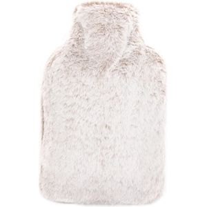 Warmwaterkruik met overtrek, wollig, knuffelzachte bontovertrek met kangoeroezak voor handen, 2 liter, grote inhoud, rubberen warmtefles, bedfles voor volwassenen, cadeau voor vrouwen, handwarmer