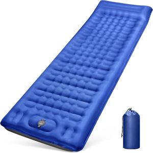 Zelfopblazend kampeerslaapmatras 10 cm verdikt opblaasbaar matras met voetperspomp en kussen, ultralicht waterdicht luchtbed buiten, anti-ripstop slaapmat voor wandelen en strand