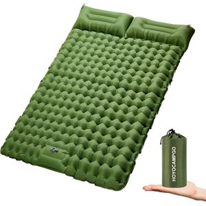 Isolatiemat voor 2 personen, ultralicht, met waterdicht matras, extra 10 cm dik, opblaasbaar, duurzaam zelfopblazend matrassen met kussens tegen irriterend, wandelen