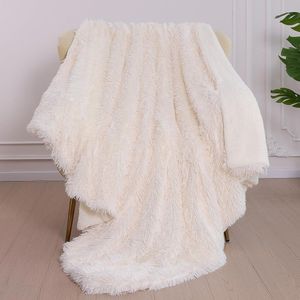 Knuffeldeken, wollig, 160 x 200 cm, super warme deken, zacht en comfortabele deken, hoogwaardige deken, bankdeken, Sherpa schapendeken, levensdeken, sprei, crèmewit