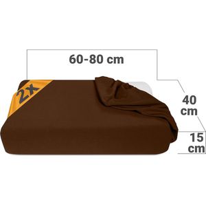 Set van 2 hoeslakens kussenslopen voor gezondheidskussen 1 verpakking (2 stuks) - spanhoezen ca. 40 x 60-80 cm, chocolade