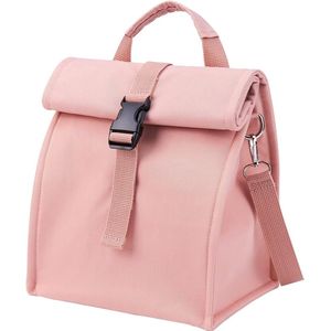 Kleine koeltas Grote lunchtas 10L Picknicktas met roltop Uitbreidbare lunchtas voor werk, school, picknick, dames Heren Studenten Kinderen, reisvoedseltransport, roze