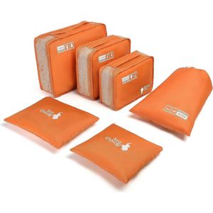 6-delige pakkubussen met ritssluiting voor koffer, lichte bagage-accessoires, organizer, paktassets voor reizen (oranje)