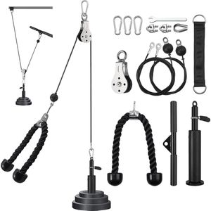 lat onderarmtrainer, set, fitness armtrainer, kabeltraining lat trektoren onderarmtrainer lat pull-up handvat riemschijfsysteem armkrachttraining polstrainer voor homegym workout