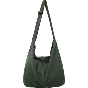 Uniseks corduroy tas, schoudertas, grote shopper, modieuze stoffen tas voor dagelijks gebruik, kantoor, school, reizen, groen, Retro