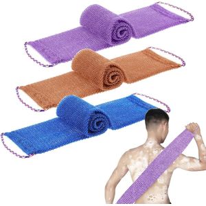 3 stuks douchespons met handvat exfoliërend net badspons crèmehulpmiddel voor rug zacht duurzaam voor dagelijks baden voor mannen vrouwen (pak van 3)