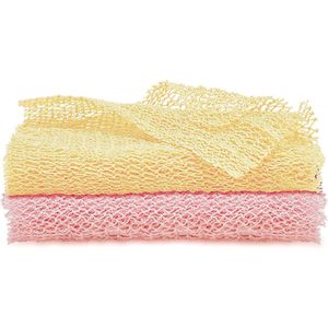 2 Stuks Afrikaanse Mesh Spons Exfoliërende Net Afrikaanse Body Washer Baddoek Douche Body Back Washer Huid Glad voor Thuisgebruik (Perzik Roze, Romig)